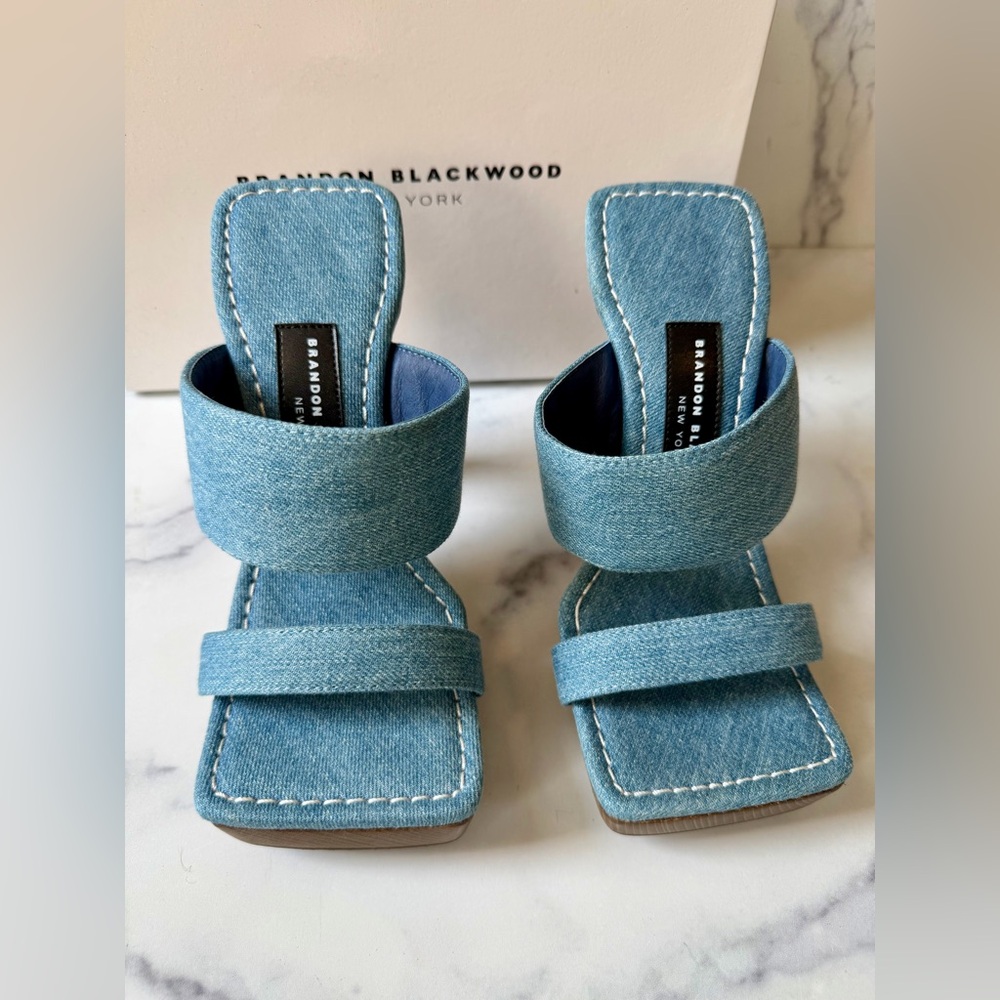 Brandon Blackwood Eva Denim Platform Sandals Blue NIB, Size 7, Sold Out - Picture 3 of 8